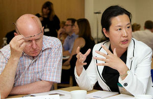 Delegates in discussion during the Healthcare UK business forum