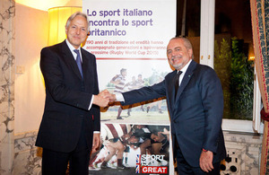 HM Ambassador Christopher Prentice and Aurelio DeLaurentiis