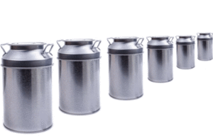 Row of milk churns