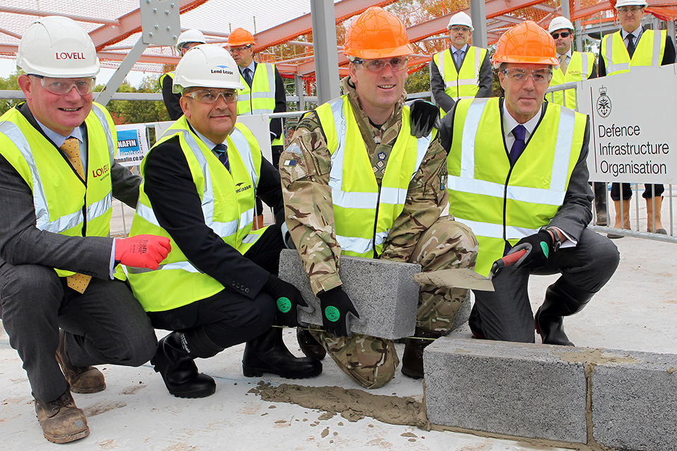 Laying an internal block at the combined mess building