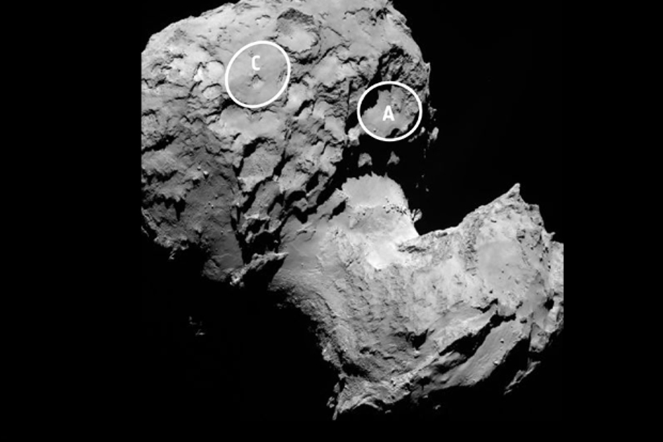 Philae candidate landing sites.