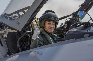 201st Tactical Fighter Squadron officer give the thumbs up at RAF Coningsby