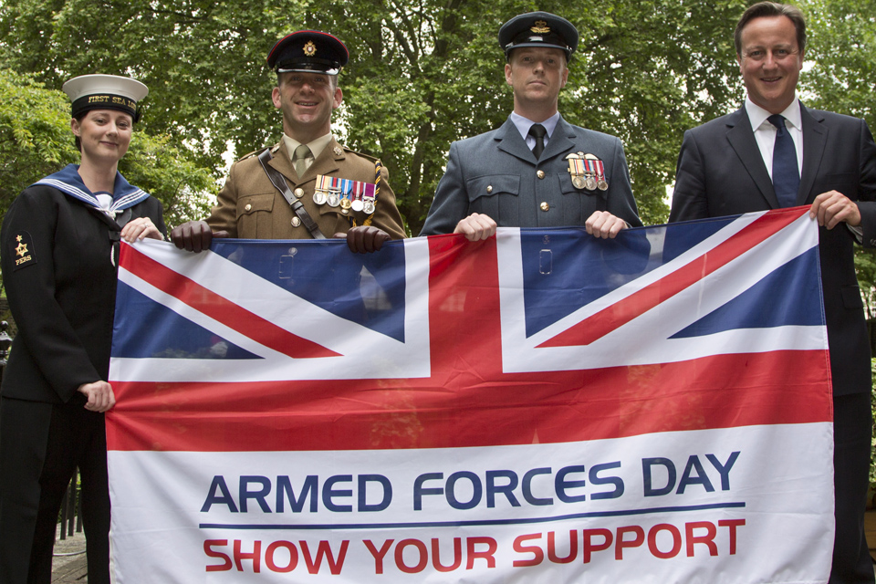 Prime Minister David Cameron with Service personnel