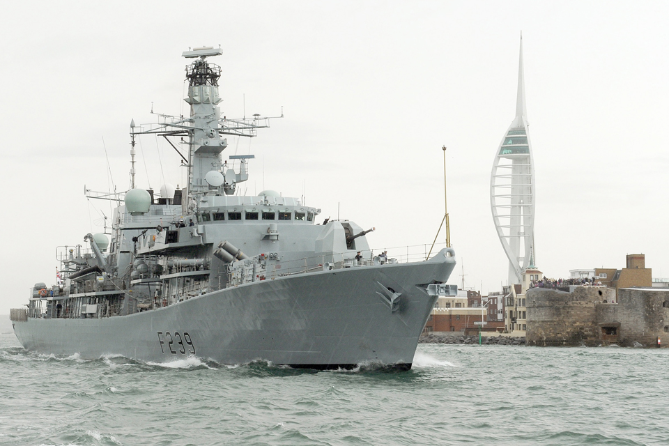 HMS Richmond sails from Portsmouth on 5 August 2013