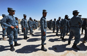 Afghan Uniform Police recruits on parade at the opening of the Lashkar Gah Training Centre's new complex (library image) [Picture: Corporal Si Longworth, Crown copyright]