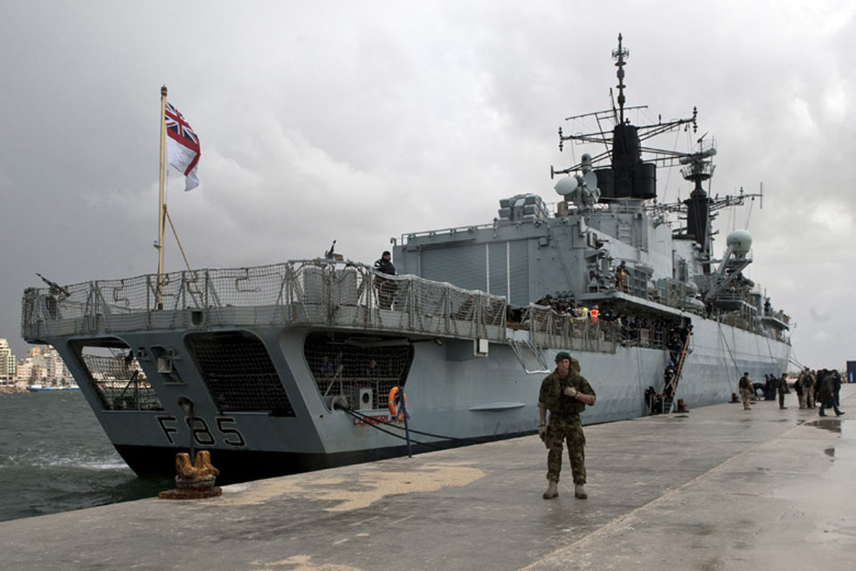HMS Cumberland alongside at Benghazi