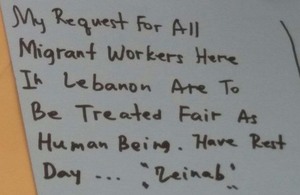 Migrant Domestic worker Zeinab writes her wishes