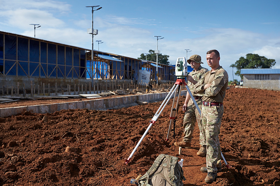 Royal Engineers surveying the Ebola treatment centre site 