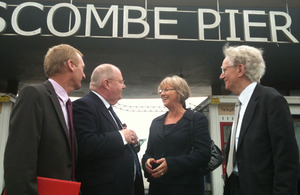 Eric Pickles and Andrew Stunell in front of Boscombe Pier