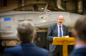 The First Secretary of State speaking at RAF Lossiemouth.
