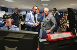 Prince Charles views the Air Surveillance and Control System at RAF Boulmer [Picture: Crown Copyright/MOD 2012]
