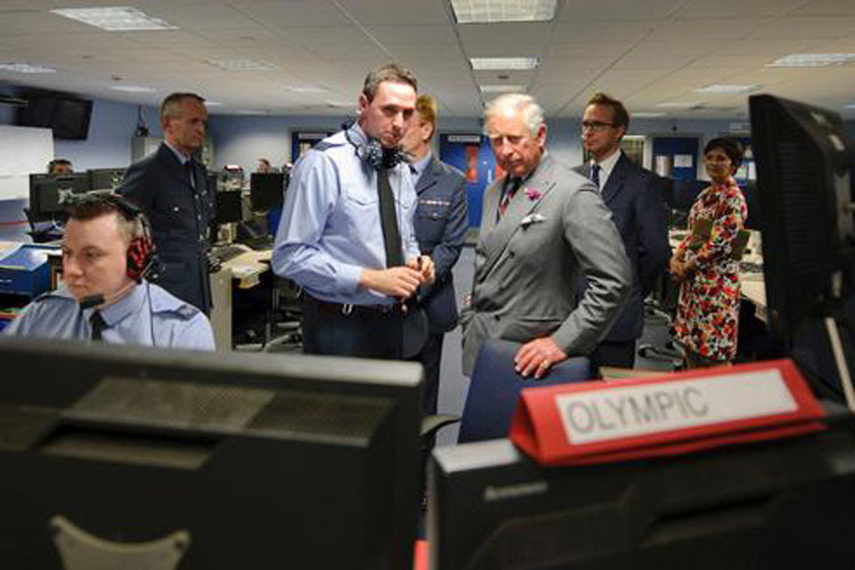 Prince Charles visits Olympics air security force at RAF Boulmer