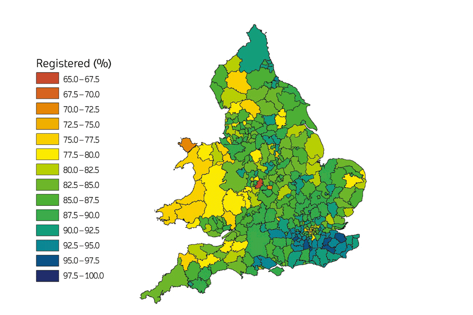 Percentage of land registered as of 1 November 2017