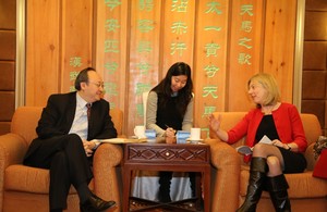 On the left is Dr. Yin Li, Chinese Vice Minister of Health. On the right is Ms. Joy Hutcheon, DFID Director General of Country Programmes.