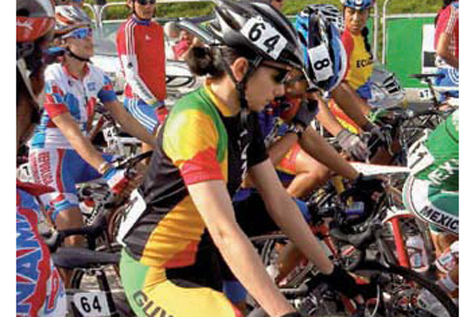 Major Claire Fraser representing Guyana in a cycling event to qualify for the Olympics 