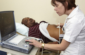 A man being screened