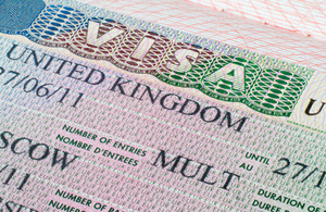 Close-up photo of a UK visa