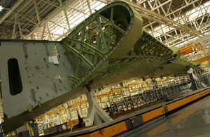 Airbus wing being assembled at Broughton