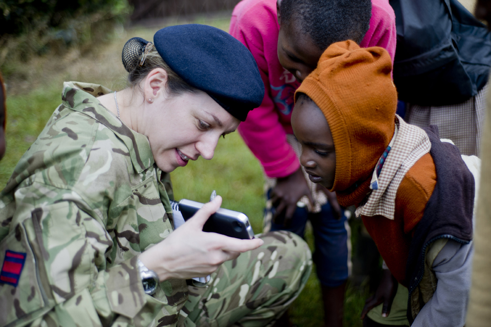 Captain Martha Fairlie chats with local children