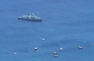 HMS Montrose at anchor off Georgetown, Ascension Island