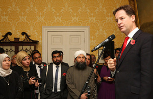 Nick Clegg speaking at the reception