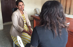 International Development Secretary Priti Patel meets with a survivor of modern slavery at a safe house in Lagos, Nigeria. Picture: Cordelia Nelson/DFID