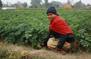 Santa Rani Chaudhari pictured near her vegetable plot. Picture: Robert Stansfield/DFID