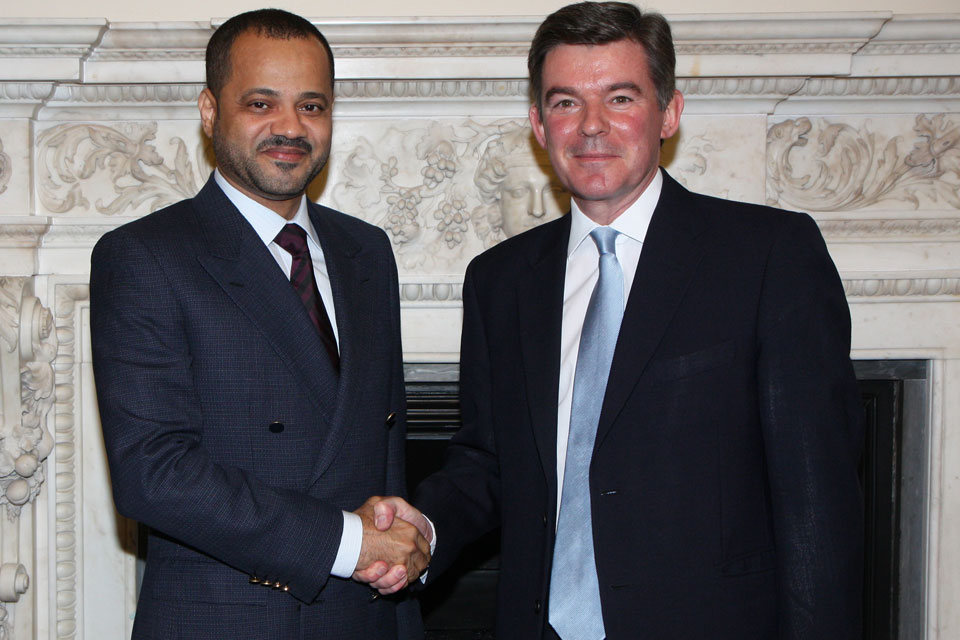 Foreign Office Minister Hugh Robertson with His Excellency Sayyid Badr Hamed Al Busaidi, Omani Secretary General of the Ministry of Foreign Affairs.