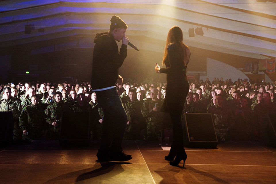 Rap star performs for troops home from Helmand