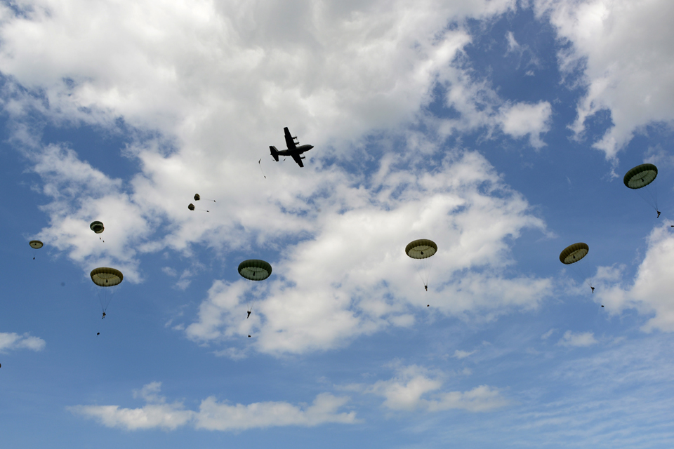 British, Canadian, French and American paratroopers 