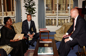 Foreign Secretary William Hague, Minister for Africa Mark Simmonds, Nigerian Deputy Foreign Minister Professor Viola Onulwiri