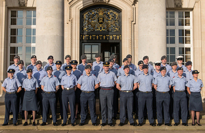 Air Vice-Marshal Andrew Turner, Air Officer Commanding No 22 (Training) Group, with some of this year’s apprentices at RAF Cranwell [Picture: Crown copyright]