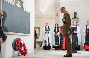The Duke of Kent lays a wreath in St Paul's Cathedral for the 25th anniversary of the Gulf War