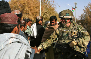 Lieutenant Colonel Colin Weir, Commanding Officer of 1st Battalion The Royal Irish Regiment, meets locals from Sayedabad ahead of a village shura (stock image)