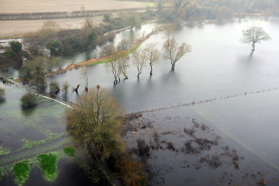 Aerial view of flooding in Oxfordshire