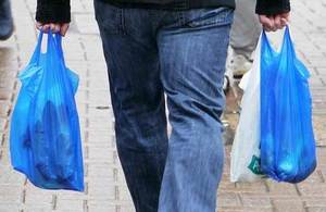 Shopper with plastic carrier bags