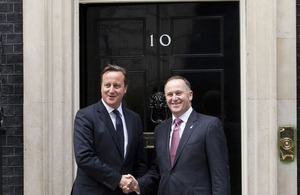 Prime Minister David Cameron and New Zealand Prime Minister John Key outside 10 Downing Street.