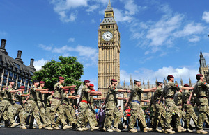 Soldiers parade through Westminster