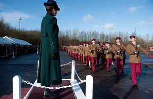 The Princess Royal takes the salute from the dais