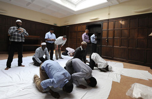 Muslim servicemen take the rare opportunity to pray together during the annual Armed Forces Muslim Conference at Amport House