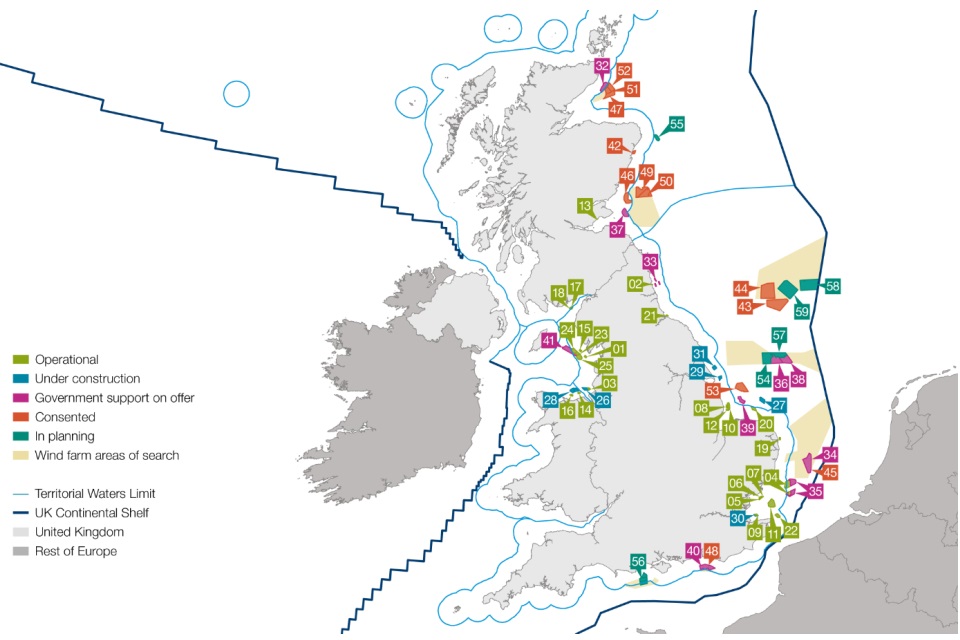 Offshore wind (UK) map – May 2015