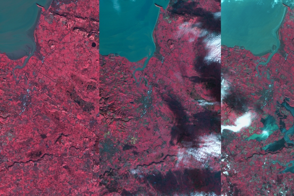 Surveying storm damage from space: UK satellite provides images of Somerset floods