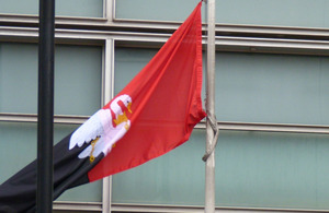 Buckinhamshire flag flying outside Eland House