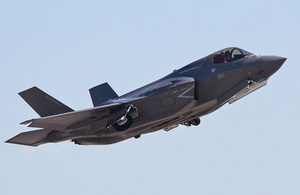 A UK F-35B Lightning II taking off from Eglin Air Force Base, Florida, USA’. [Picture: Harland Quarrington, Crown copyright]