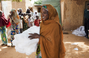 A woman carrying a bednet. Picture: Malaria Consortium/Benoist Carpentier