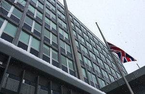 Union flag at half-mast outside the British High Commission in Ottawa