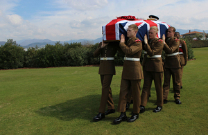 1st Battalion Coldstream Guards take LCpl Blackham to his final resting place. All rights reserved