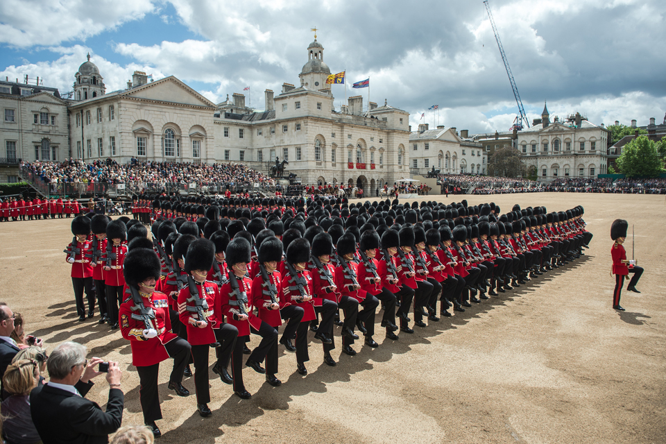 Members of the Foot Guards Trooping the Colour