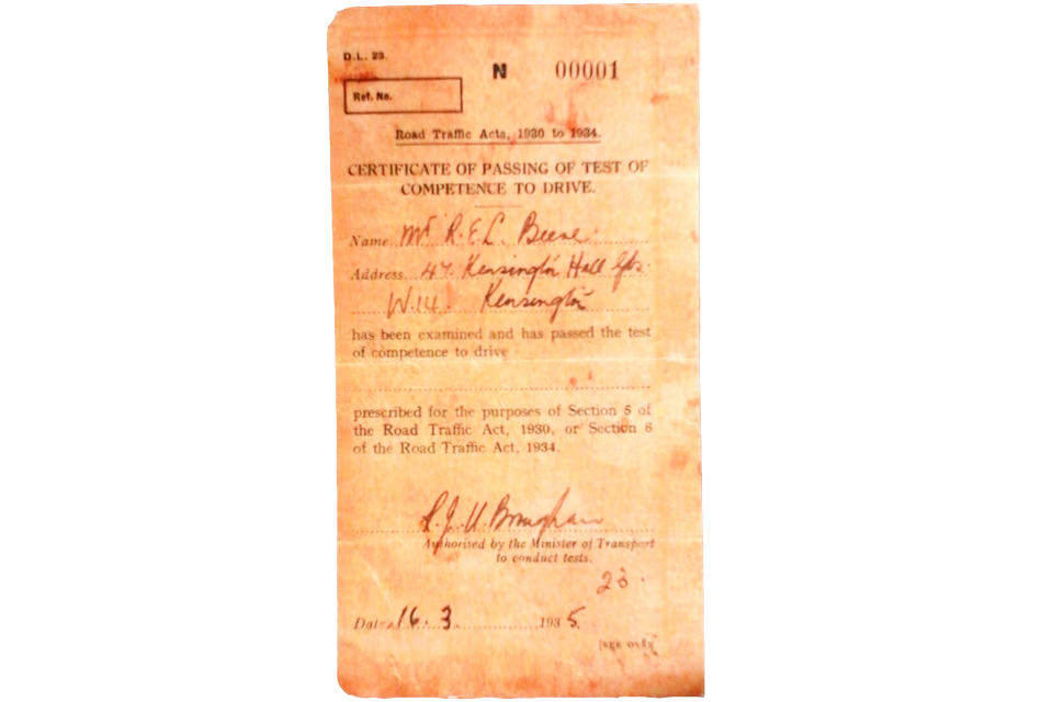 Mr Beere's pass certificate