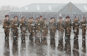Junior Soldiers graduate in the snow at the Army Foundation College in Harrogate